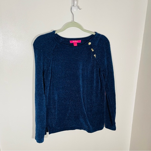 Lilly Pulitzer Pippin Sweater Low Tide Navy Blue Soft Chenille Preppy Beach - Picture 3 of 8